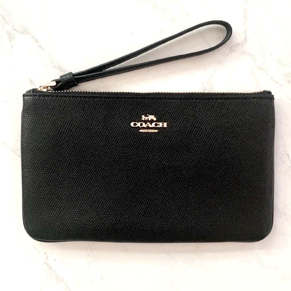 Coach Black Leather Wristlet Purse